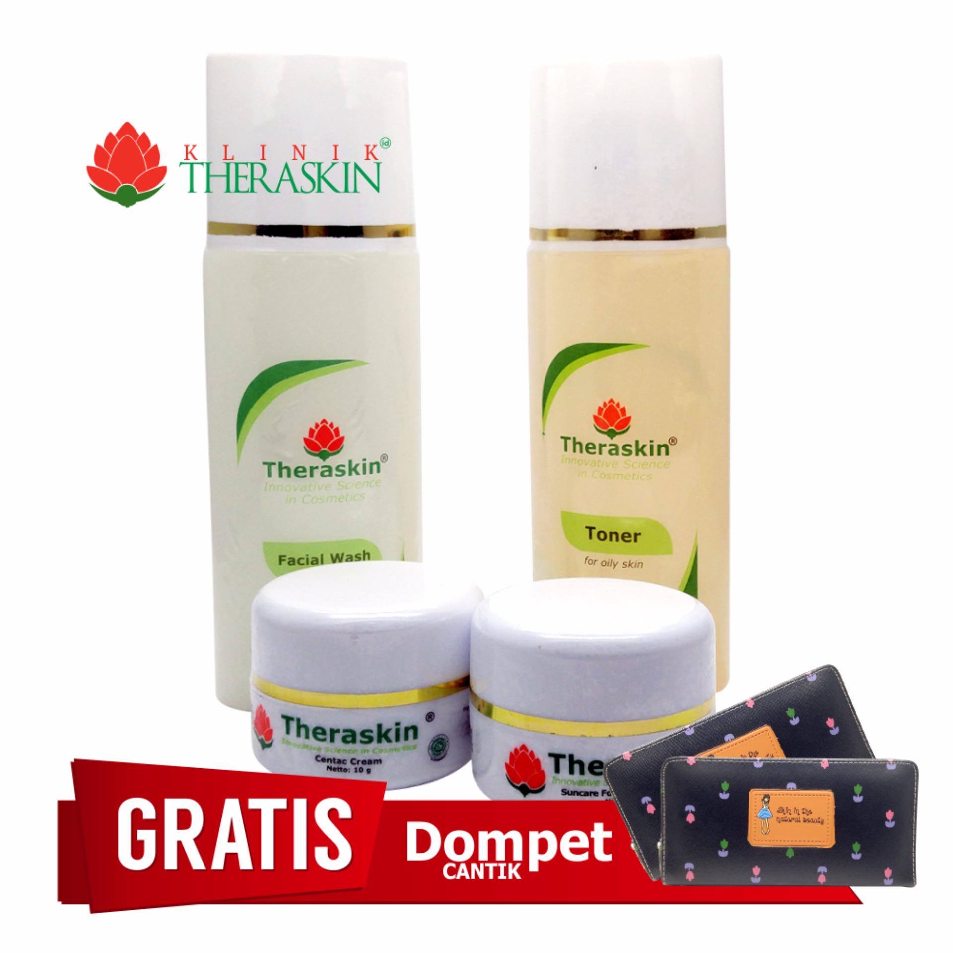 Theraskin Oily Whitening - Paket Theraskin Untuk Kulit Berminyak + Bopeng A003 + GRATIS DOMPET CANTIK