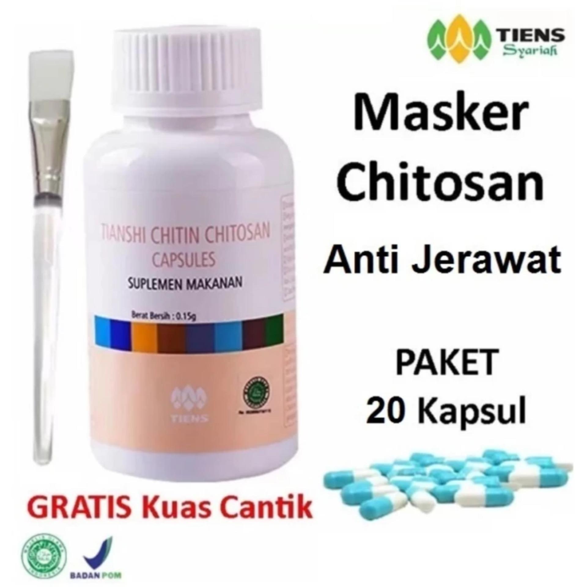 Tiens Chitosan Masker Anti Jerawat - Paket Promo Banting Harga 20 Kapsul + GRATIS Kuas