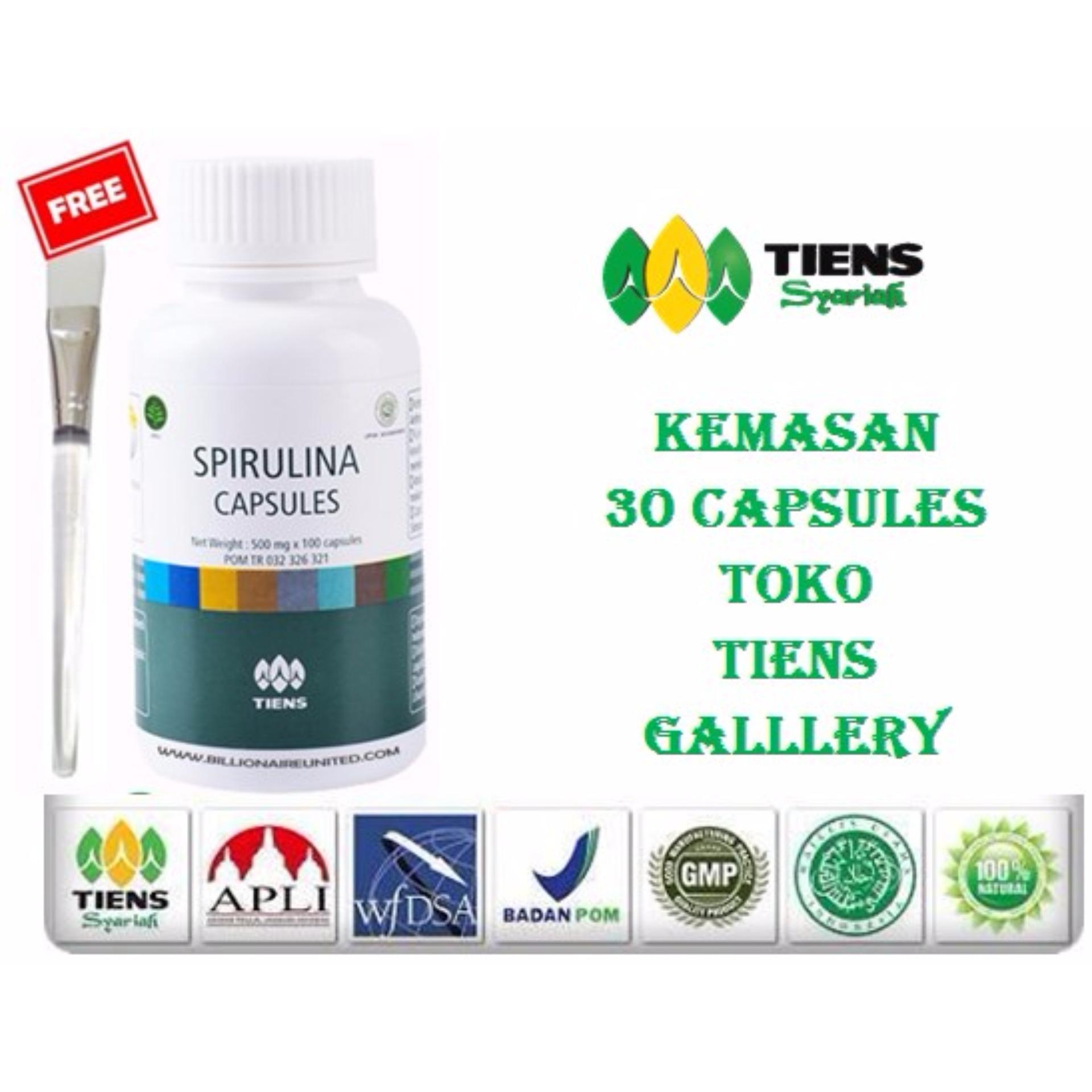 Tiens Spirulina Masker Pemutih Wajah no 1 di LAZADA PROMO Gratis Kuas Cantik Paket 30 capsul
