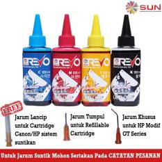 Tinta Isi Ulang / Refill Printer HP Canon Epson Isi 100 ml ( Paket 4 Warna ) - SUN Revo Ink