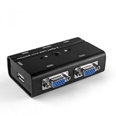 TNP USB 2.0 KVM Switch Manual Selector Rack Mount Metal Box Adapter for Computer PC Laptop Notebook Monitor Keyboard Mouse Black - intl
