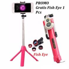 Paket Selfie Tongsis HP 3 IN 1 With Remote Wireless Shutter Limited Edition 7STAR - Tongsis Bluetooth 7STAR 3 in 1 Dengan Bluetooth + Gratis Fish Eye Lensa Kamera HP