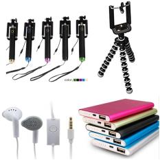Tongsis Rubber Three Generation dengan Tombol Shutter - Built in aux Cable Free Tripod Mini Gorila, Power Bank Slim, Dan Handsfree Samsung