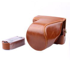 Top PU Leather Bag Bag Cover dengan Tali Bahu untuk Canon EOS M10 Brown (Kamera Tidak Termasuk)