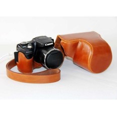 Kulit PU Paling Bagus Tas Wadah Kamera Penutup dengan Strap Bahu Forcanonpowershot SX500/SX510 Coklat (Kamera Tidak Termasuk)-Intl