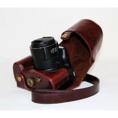 Kulit PU Paling Bagus Tas Wadah Kamera Cover dengan Tali Bahu untuk Canonpowershot SX60 Kopi (Kamera Tidak Termasuk)-Intl
