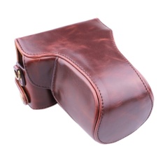 Kulit PU Paling Bagus Tas Wadah Kamera Penutup dengan Strap Bahu Forcanoneos-M/EOS-M2 Kopi (Kamera Tidak Termasuk)-Intl