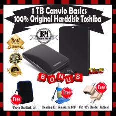 Toshiba Canvio Basic 1TB - HDD / HD / Hardisk Eksternal - Hitam - GRATIS Pouch Harddisk + Cleaning Kit Pembersih LCD PC Laptop & Usb OTG Reader Mini