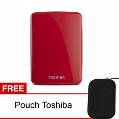 Toshiba Canvio Connect - 1TB - Merah + Pouch
