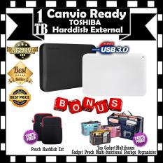 Toshiba Canvio Ready 1TB - HDD / HD / Hardisk Eksternal - GRATIS Pouch Harddisknya & Gadget Pouch Multi-functional Storage Orgranizier / Tas Gadget Multifungsi