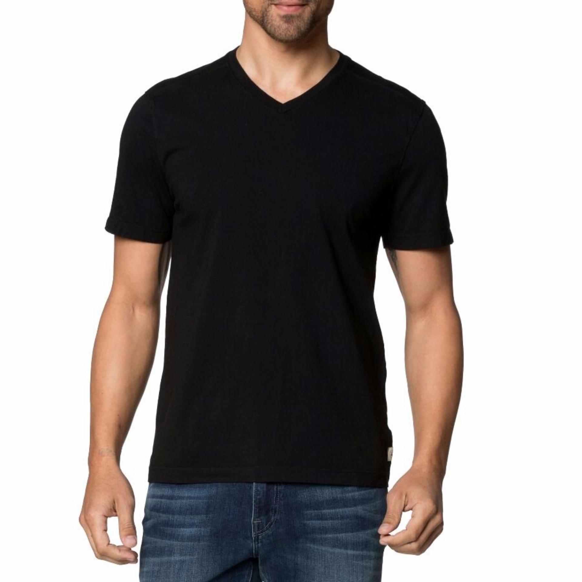 Tradeold T-shirt V-neck Kaos Polos Lengan Pendek - Hitam