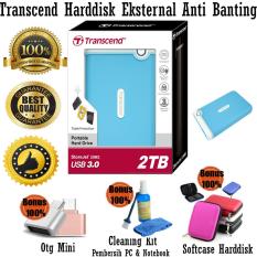 Transcend Harddisk Eksternal Antishock StoreJet 25M3B - 2TB - Biru Muda + Gratis Softcase Harddisk + Cleaning Kit ( Pembersih PC + Notebook ) + Otg Mini