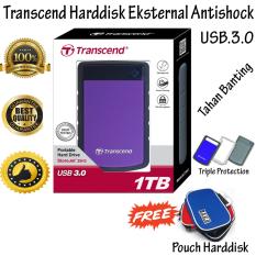 Transcend Harddisk External HDD 1TB Storejet 25H3P Ungu + Gratis Pouch Harddisk