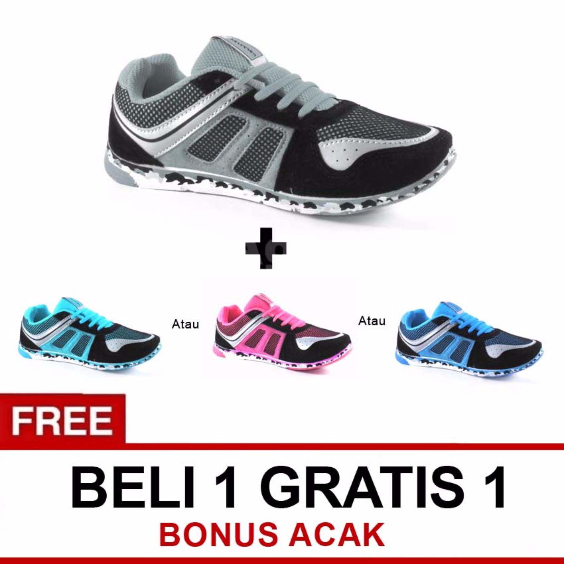 Trekkers JW-Pisces Sepatu Olahraga Hitam / Abu Tua - Beli 1 Gratis 1 Random