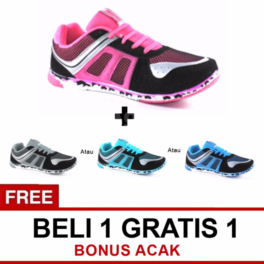Trekkers JW-Pisces Sepatu Olahraga Hitam / Merah Terang - Beli 1 Gratis 1 Random