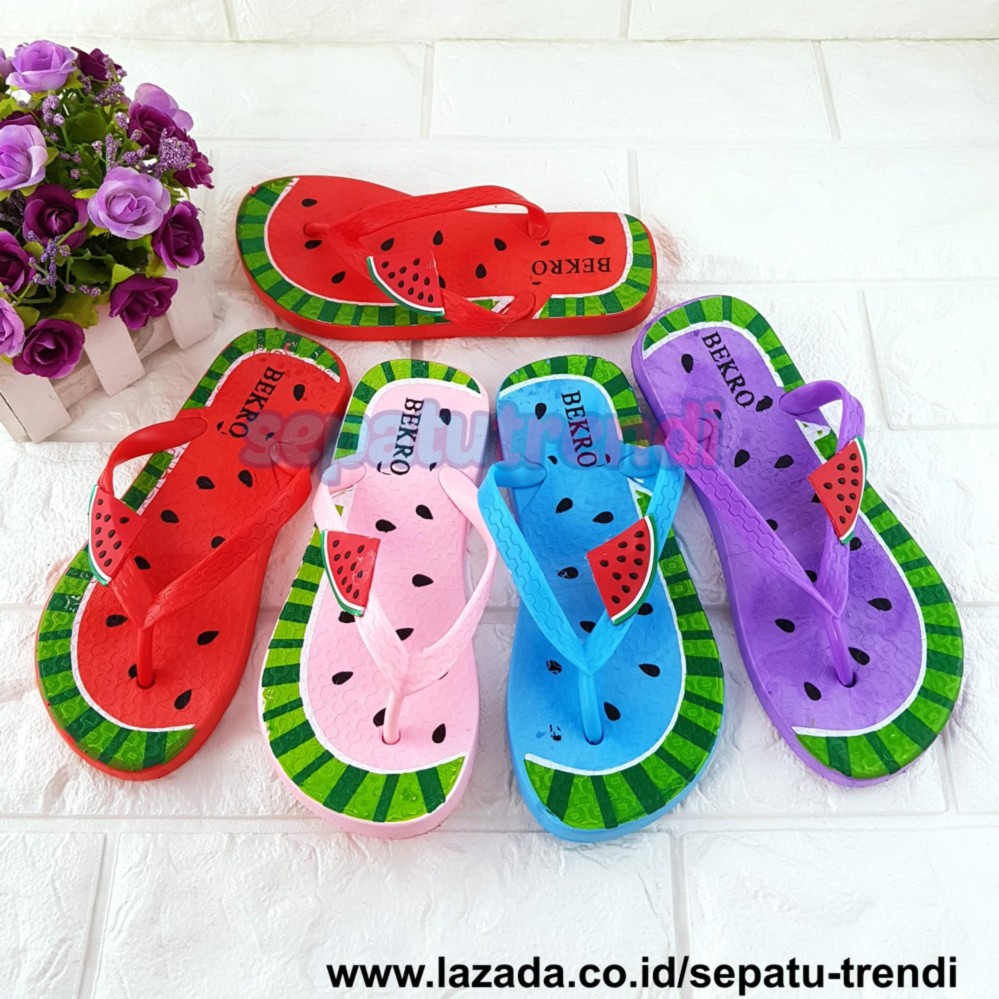 TOKO INDONESIA Perbandingan harga Sepatu Anak Perempuan 3 03 08 18 Trendi Sandal Jepit Anak Perempuan Semangka WARNA DIKIRIM RANDOM JPTSMK