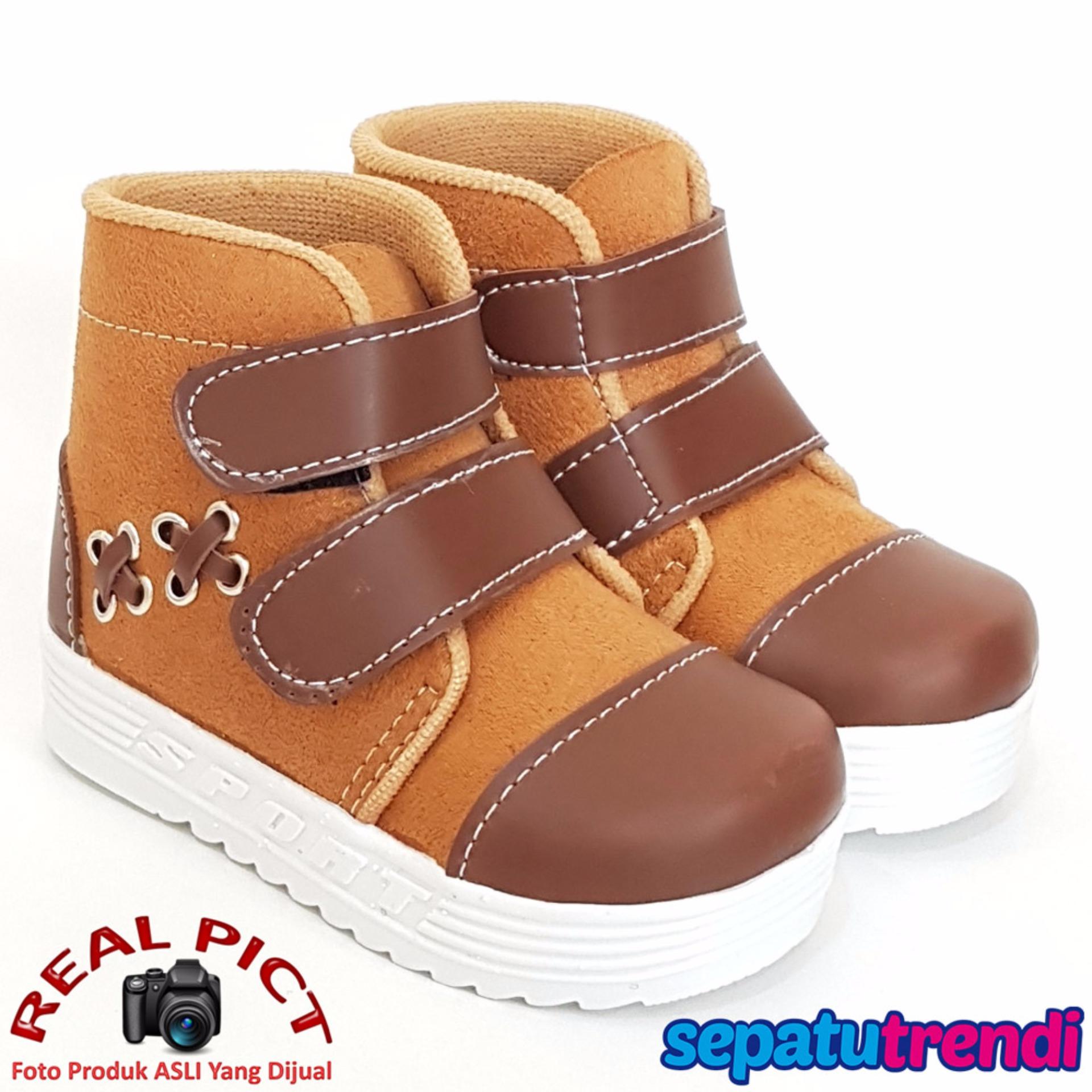 TrendiShoes Sepatu Boot Anak Laki Suede Velcro XXSP - Tan Coklat