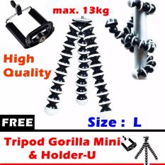 Tripod Gorilla Flexible Size L (max 13kg) with Holder-U + Free Mini Tripod Girilla Size S & Holder-U