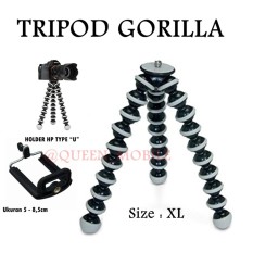 Tripod Gorilla - Tripod Lentur Fleksibel Mini Untuk HP/Kamera (Size XL) - Hitam Putih