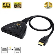 Tripsky HDMI Switch Splitter 1.4 Versi 4 K 3D dengan Kecepatan Tinggi Kabel Pigtail Mendukung 4 K 3D 1080 P, HD Audio3 In & 1 OUT (Hitam)-Intl