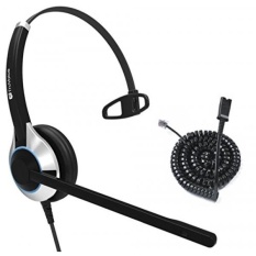 TruVoice HD-500 Deluxe Single Ear Noise Canceling Office / Call Center Headset With U10P Bottom Cable works with Mitel, Nortel, Avaya Digital, Polycom VVX, Shoretel, Aastra + Many More - intl