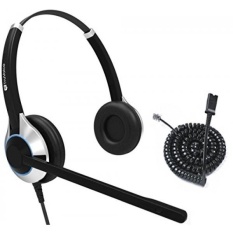 TruVoice HD-550 Deluxe Double Ear Noise Canceling Kantor/Call Center Headset dengan U10P Kabel Bawah Bekerja dengan Mitel, Nortel, Avaya Digital, Polycom VVX, Shoretel, Aastra + Banyak Lagi-Intl