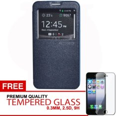 TUNEDESIGN FolioAir Leathercase Samsung Galaxy Note 4 - Navy/Biru Dongker Book Cover Book Case Flip Cover Flip Case Casing Hp Casing Handphone