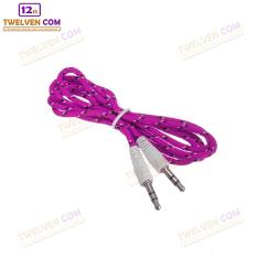 Twelven Kabel Aux To Aux / HP ke Speaker Kabel Tali Sepatu 1 Meter - Pink