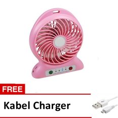 Twelven Kipas Angin Power Bank / Portable Mini Fan 3 Speed + Kabel Charger - Pink