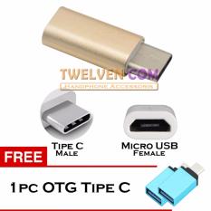 Twelven Micro USB (Female) to Type C (Male) Adapter Metal + Free OTG Tipe C