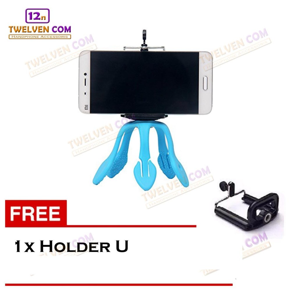 Twelven Tripod Gecko / Tripod Gekko Fleksibel Included Holder U - Biru