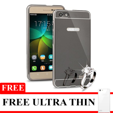 Twins Mirror Bumper Aluminium For Oppo Neo 7 - Hitam + Gratis Ultra Thin
