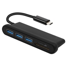 Type-C Hub Portable Multiport Adaptor Type C to USB Three USB3.0 Port TF/ SD Card Reader ABS Plastic Type C Converter for Macbook Laptop Notebook