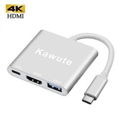 Type-C to Hdmi Usb 3.1 4K Multiport Adapter for Samsung Galaxy S8/S8 Plus , 2016 MacBook Pro, Chromebook Pixel and More USB C Devices by Kawute (Silver)