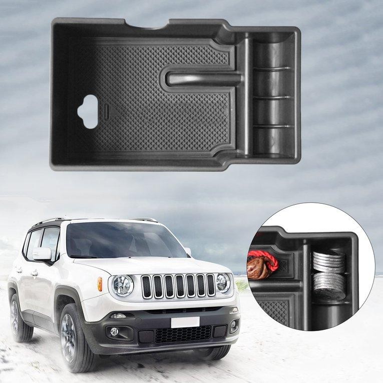 Ubest Pusat Mobil Palet Penyimpanan Wadah Kotak Pada Tangan Kursi Mobil Cocok untuk Jeep Renegade Hitam-Intl