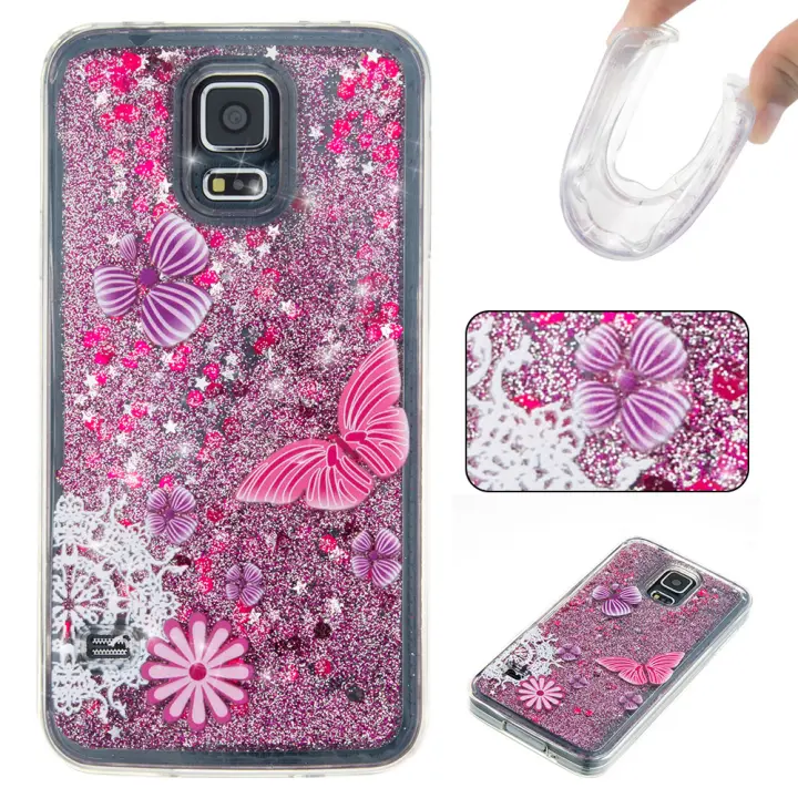 Ueokeird 3d Keren Pasir Hisap Bergerak Bintang Bling Glitter Mengambang Dinamis Mengalir Tpu Case Cover Untuk Samsung Galaxy S5 I9600 Intl