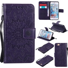 Ueokeird Fashion Sunflower Pelindung Berdiri Dompet Dompet Kartu Kredit Pemegang Magnetic Flip Folio TPU Soft Bumper PU Leather Ultra Slim Fit Case Cover untuk Apple IPhone 6/6 S-Intl