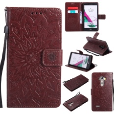 Ueokeird Fashion Sunflower Pelindung Berdiri Dompet Dompet Kartu Kredit Pemegang Magnetic Flip Folio TPU Soft Bumper PU Leather Ultra Slim Fit Case Cover untuk LG G4/H811 H810 LS991-Intl