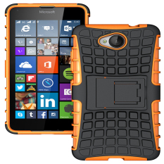 Ueokeird Tugas Berat Lapis Ganda Anti Guncang Pelindung Hibrid Penutup Pelindung dengan Tempat Stan Berdiri untuk Nokia Lumia 650-Intl