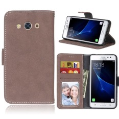 Ueokeird Pelindung Berdiri Dompet Dompet Kartu Kredit Pemegang Magnetic Flip Folio TPU Lembut Bumper Kulit Case Cover untuk Samsung Galaxy J3 Pro-Intl