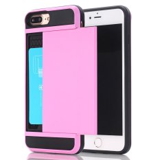 Ueokeird Dompet Kasus Kartu Pocket Dual Layer Hybrid Bumper Karet Kartu Pelindung Cover untuk Apple IPhone 7 Plus- INTL