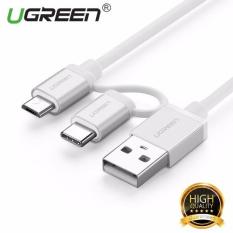 UGREEN 1,5 M 2-In-1 USB Mikro With Tipe C Pengisian Kabel Sinkronisasi USB Converter Bolak Balik Case Aluminium