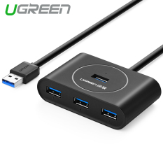 UGREEN Hub USB 3.0 SuperSpeed 4 Port dengan Kabel 80 cm (Hitam)