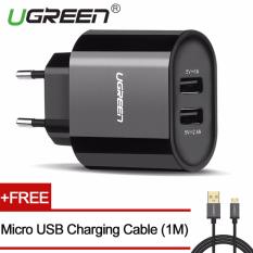 UGREEN Dual Ports Charger for Xiaomi Redmi Samsung 5V 3.4A Universal USB Wired Wall Charger for Samsung Xiaomi Redmi ASUS Zenfone LG hp Handphone with Free 1meter Micro USB Charging Cable Black