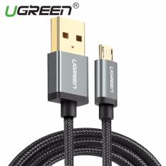 UGREEN 50cm nilon jalinan kabel Micro USB untuk Samsung Xiaomi Redmi ASUS Zenfone Handphone Sync Data kabel pengisian untuk ponsel Android hitam