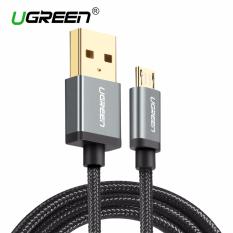 UGREEN 150CM Micro USB Cable for Samsung Xiaomi Redmi ASUS Zenfone LG Handphone hp Nylon Dikepang Micro USB Kabel Pengisian Kabel untuk Ponsel Android hitam