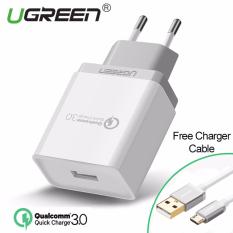 UGREEN 18W Quick Charge Dual Ports USB 3.0 Wall Charger untuk Xiaomi Redmi Samsung Huawei Vivo Handphone HP + 1 Gratis Kabel Micro USB