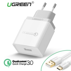 Qualcomm Bersertifikat Cepat Charge 3.0 18 W Usb Dinding Charger Ponsel Charger Dengan Gratis Tipe C Data Sync Charger Kabel (1M) - Putih UGREEN