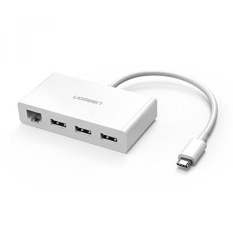 UGREEN USB C Hub Ethernet Adapter USB Type C to 3 Ports USB 3.0 Hub with Ethernet Adapter Converter for New Macbook, MacBook Pro, ChromeBook Pixel, Dell XPS, Huawei Matebook and Other USB-C Devices - intl