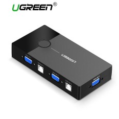 UGREEN USB KVM Switch Box 2 Port VGA Video Sharing Adapter 2 IN 1 OUT Manual Switcher with USB Cables for Computer, PC, Laptop, Desktop, Monitor, Printer, Keyboard, Mouse Control - intl